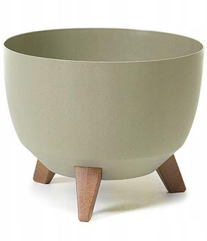 POT ON LEGS 29cm – ECO GREY WITH WOOD PIECES